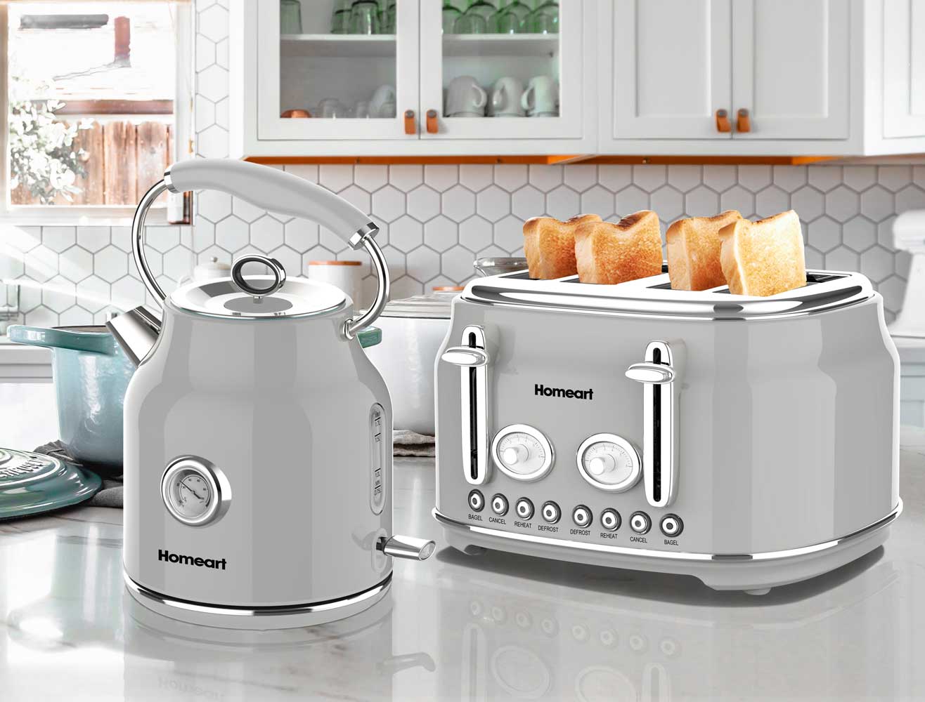 Toaster and kettle set hotsell stainless steel